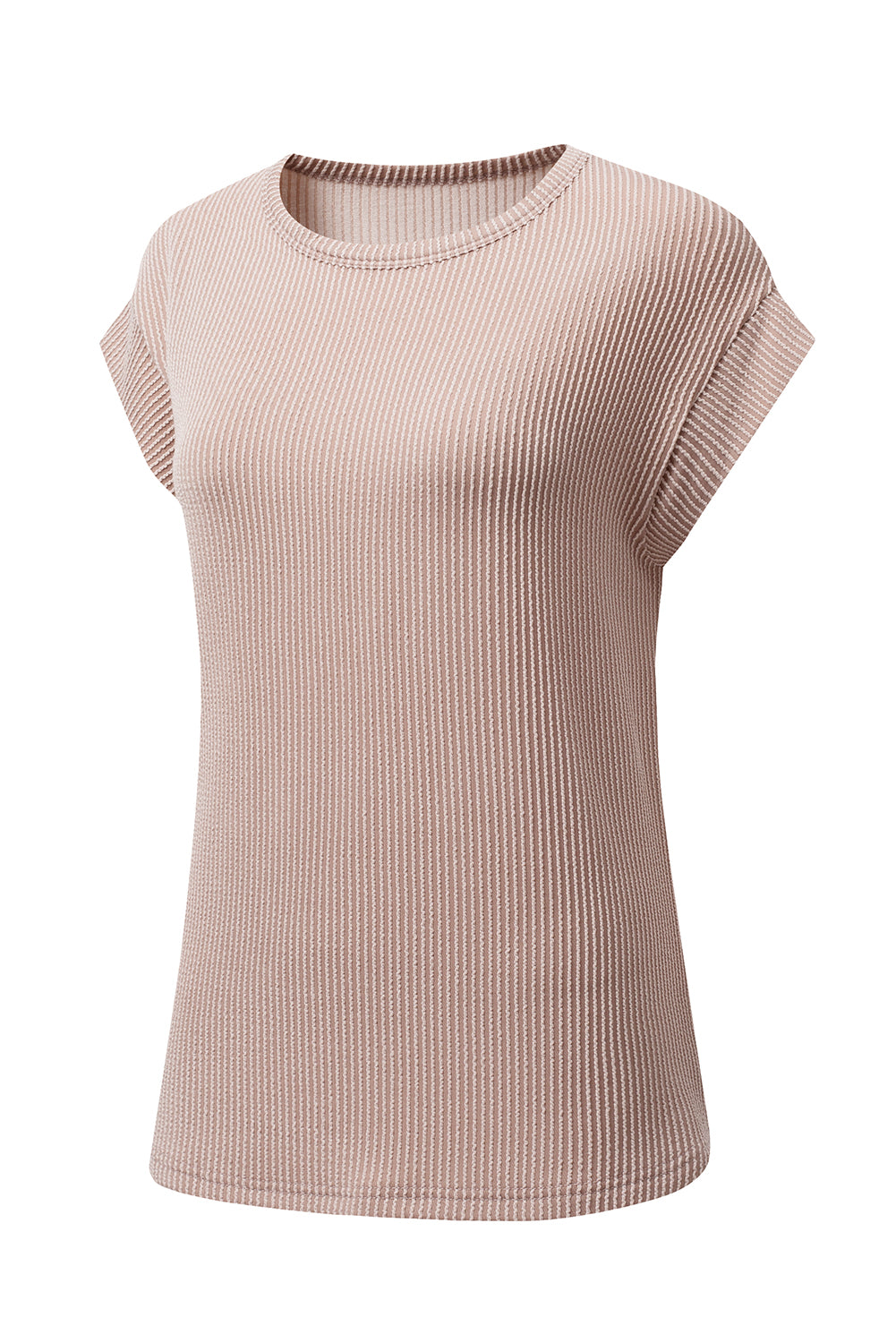 Gray Twisted Ribbed Textured Plain T Shirt