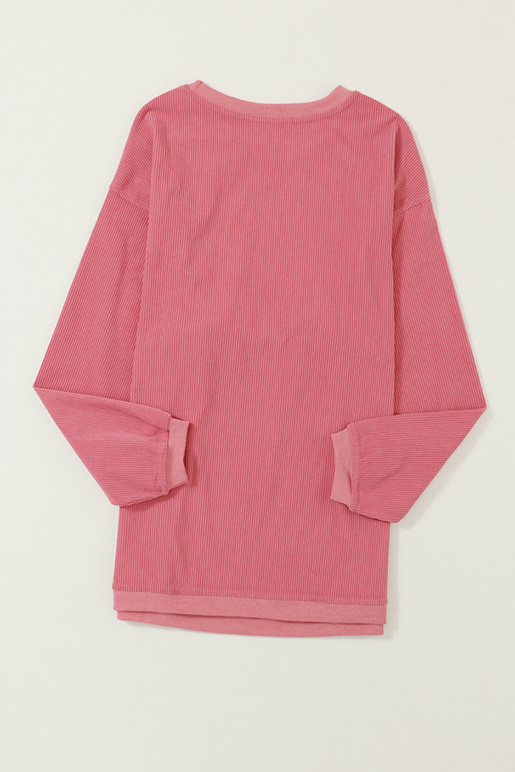 Dark Grey Drop Sleeve Rib Knit Oversized Sweatshirt