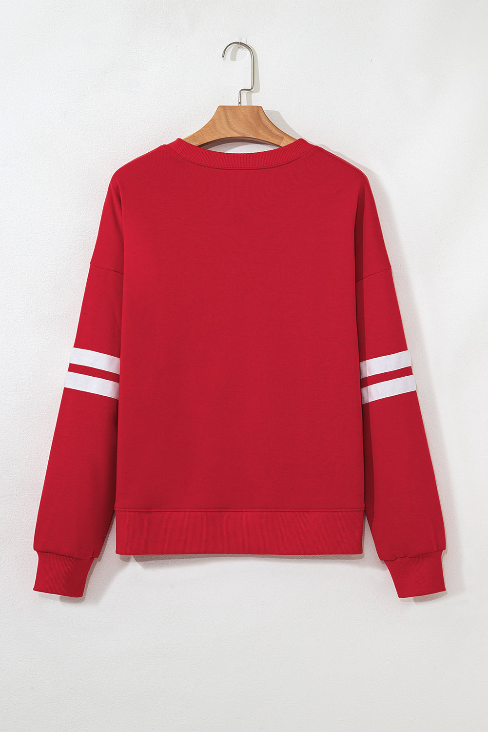 Evergreen Preppy Striped Sleeve Loose Sweatshirt
