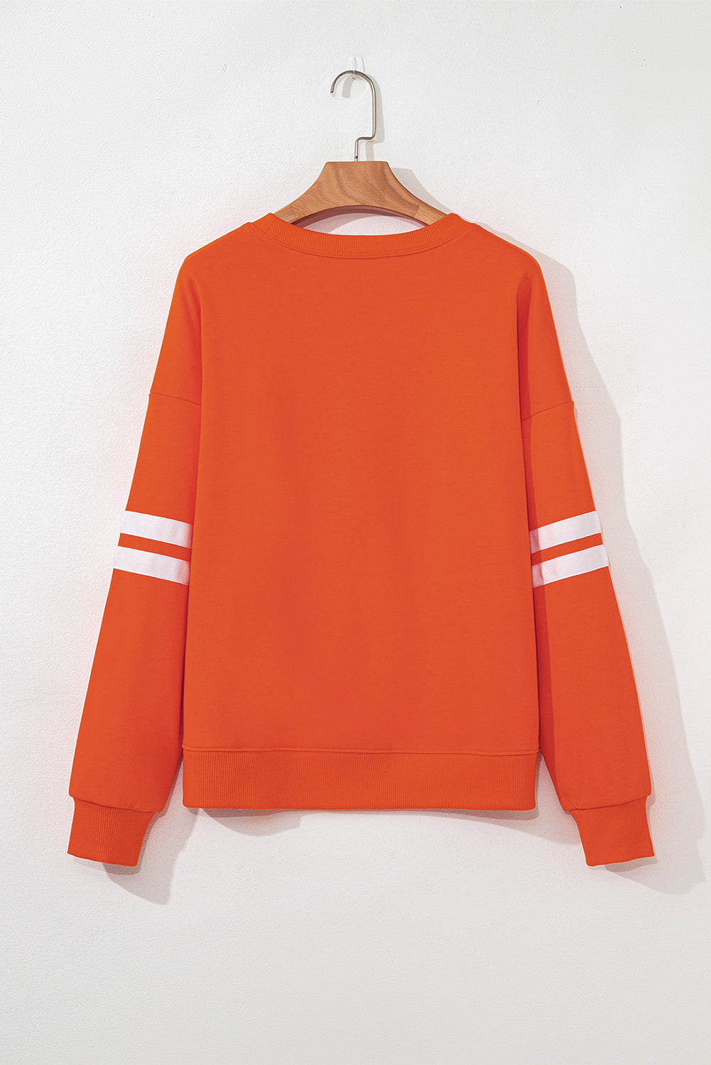 Evergreen Preppy Striped Sleeve Loose Sweatshirt