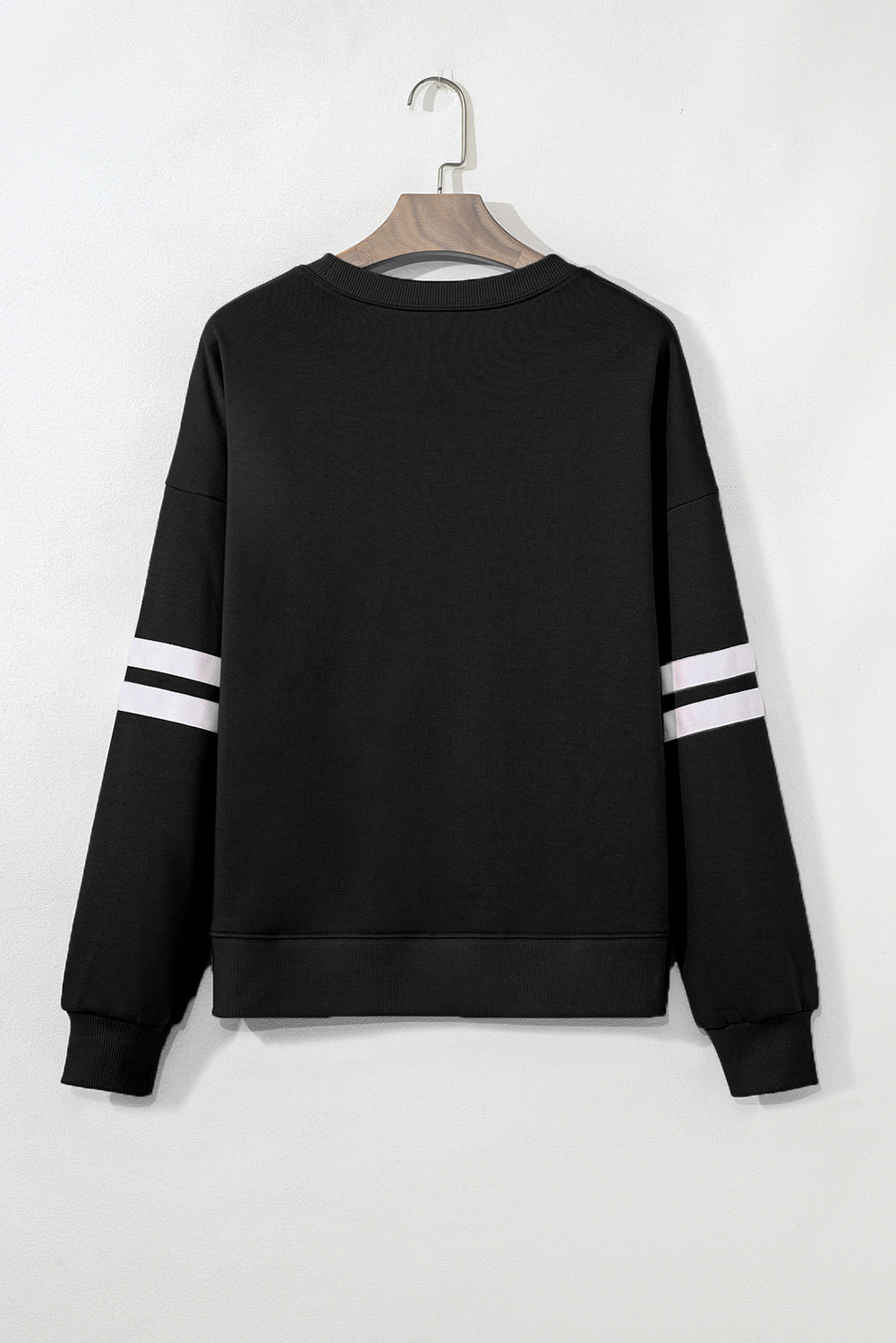 Evergreen Preppy Striped Sleeve Loose Sweatshirt