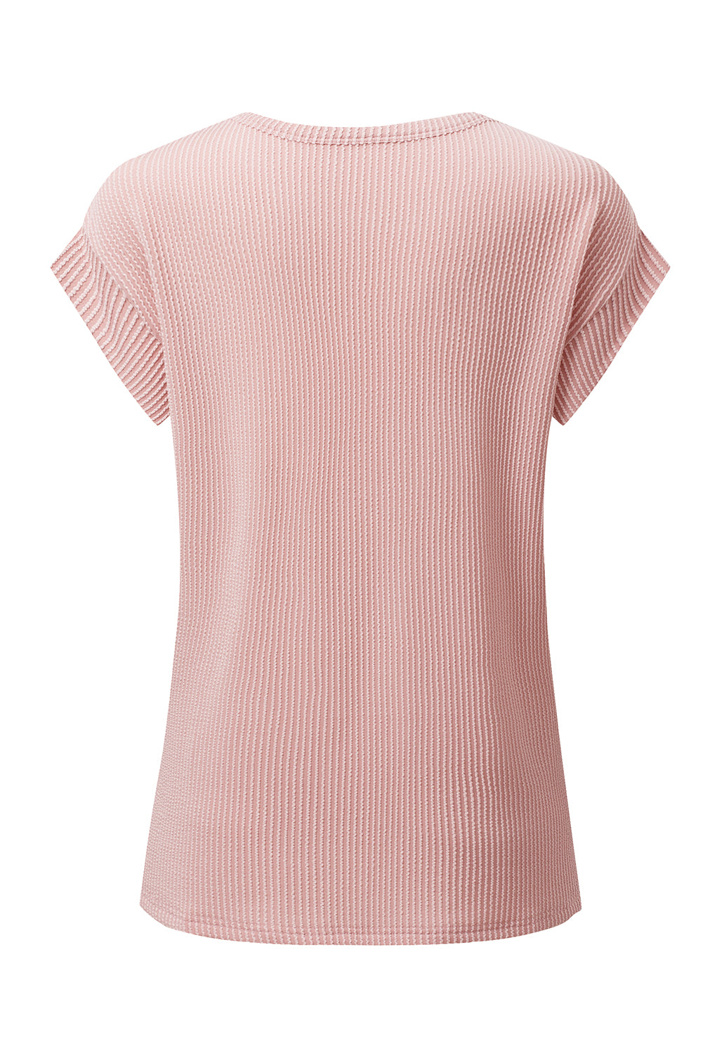 Gray Twisted Ribbed Textured Plain T Shirt