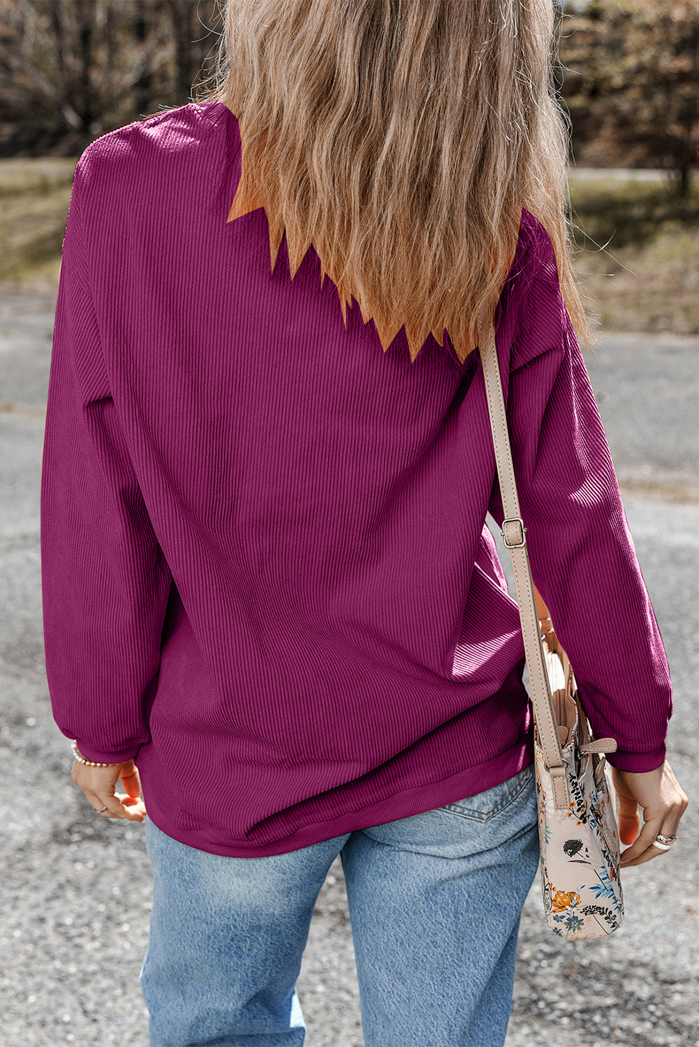 Dark Grey Drop Sleeve Rib Knit Oversized Sweatshirt