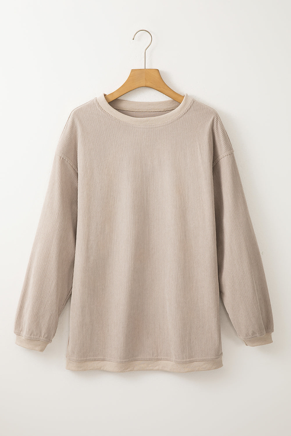 Dark Grey Drop Sleeve Rib Knit Oversized Sweatshirt