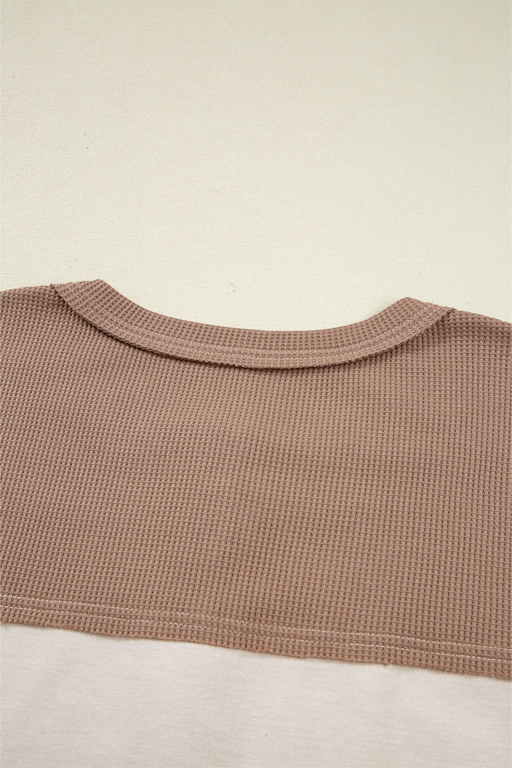 Jet Stream Colorblock Waffle Patchwork Loose Henley Top