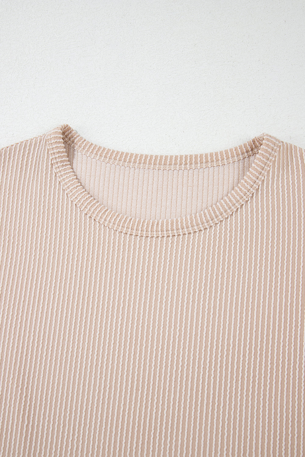 Gray Twisted Ribbed Textured Plain T Shirt