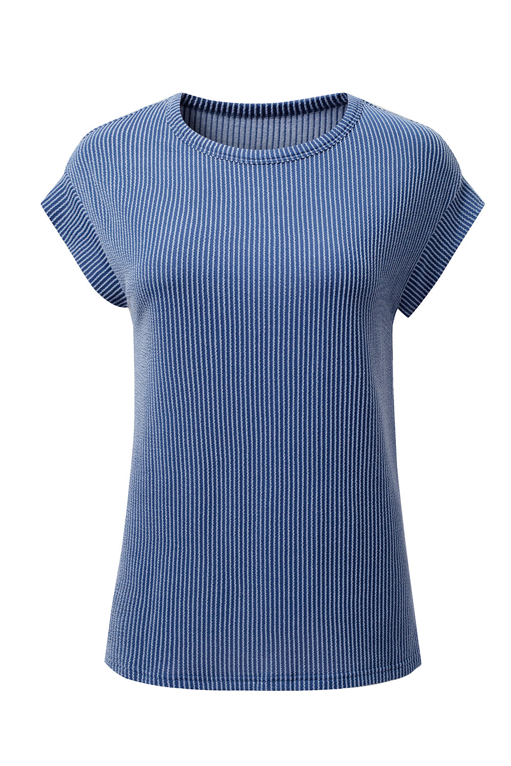 Gray Twisted Ribbed Textured Plain T Shirt