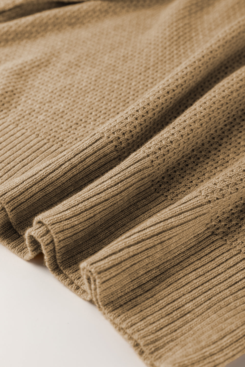 Straw Yellow Brushed Knit Casual Fitted Sweater