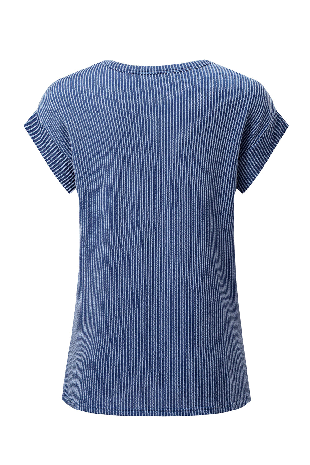 Gray Twisted Ribbed Textured Plain T Shirt