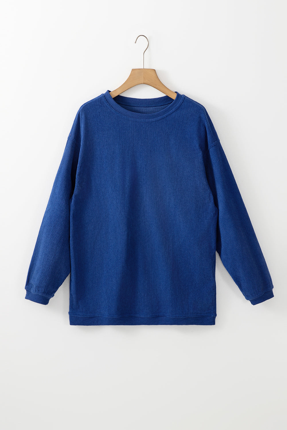 Dark Grey Drop Sleeve Rib Knit Oversized Sweatshirt