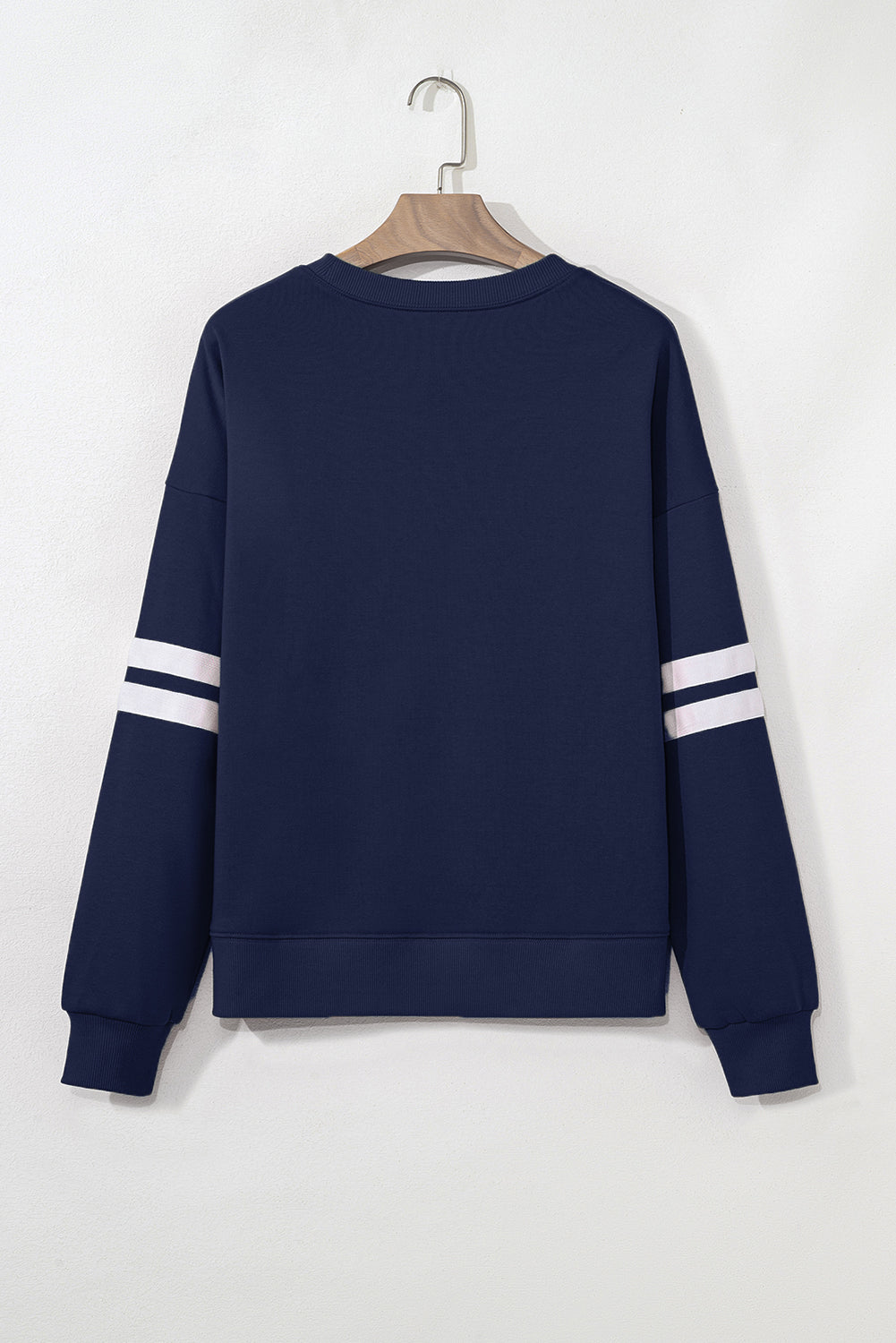 Evergreen Preppy Striped Sleeve Loose Sweatshirt