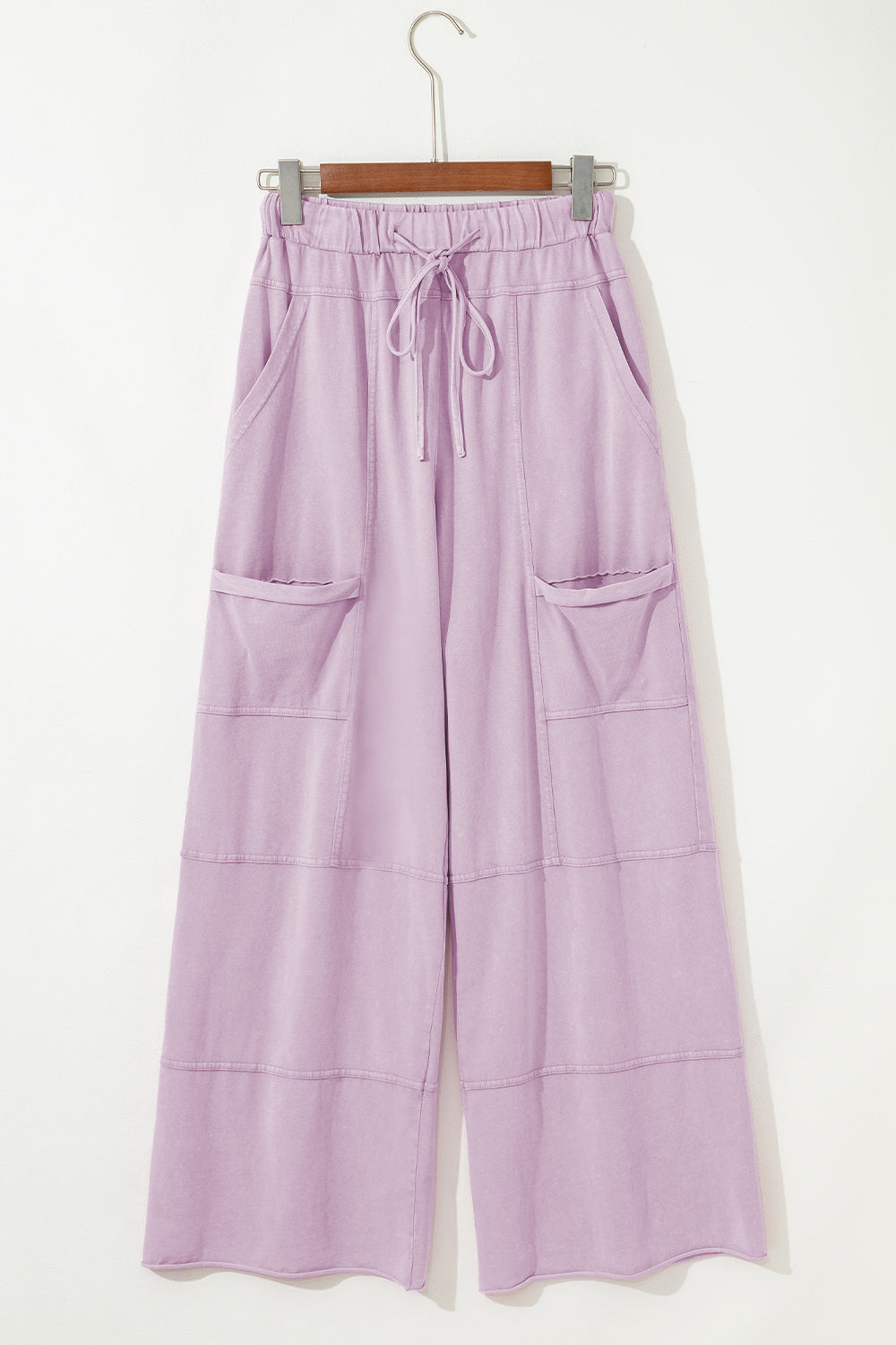 Mint Green Mineral Wash Exposed Seam Wide Leg Cargo Pants