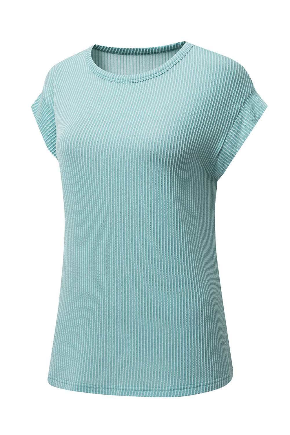 Gray Twisted Ribbed Textured Plain T Shirt