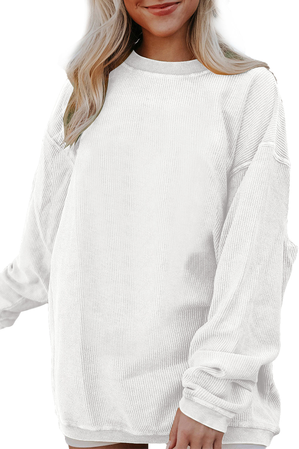 Dark Grey Drop Sleeve Rib Knit Oversized Sweatshirt