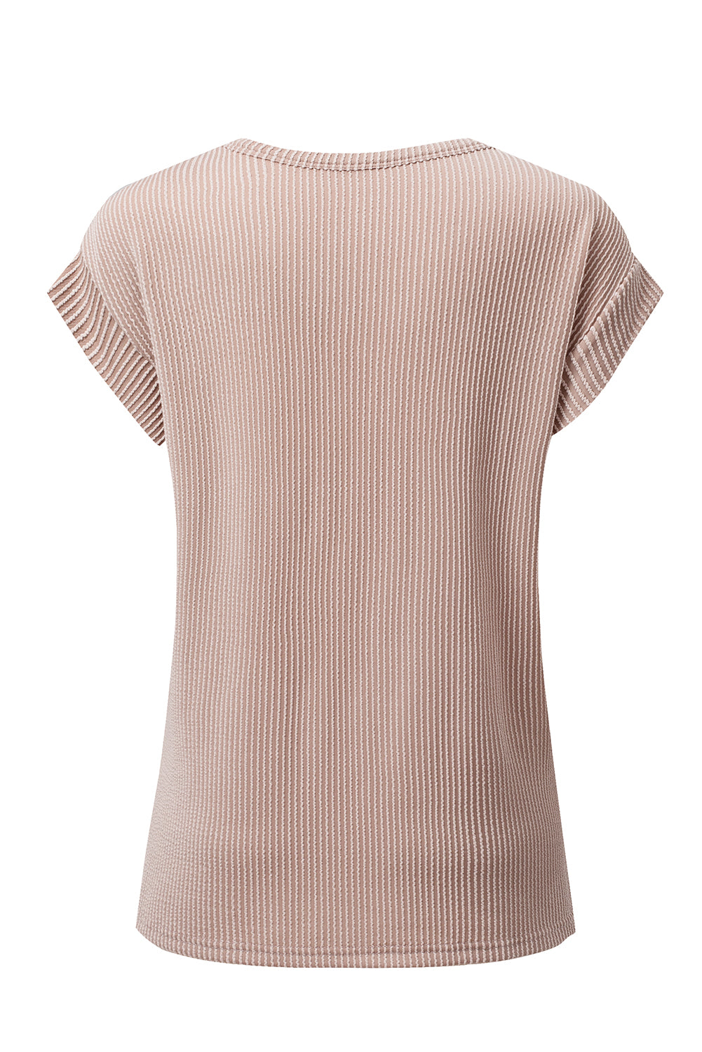 Gray Twisted Ribbed Textured Plain T Shirt