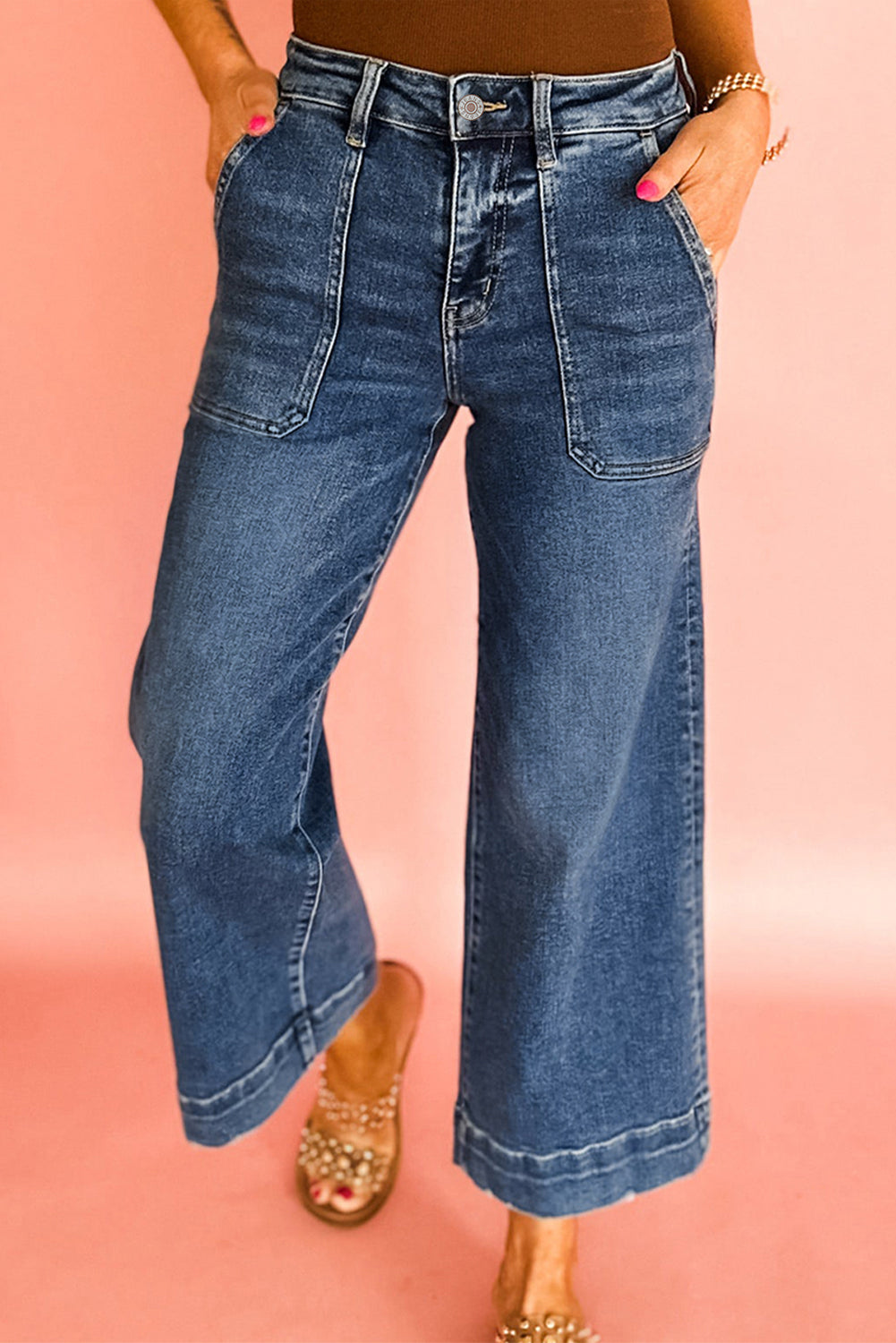Breen Cropped High Rise Wide Leg Jeans