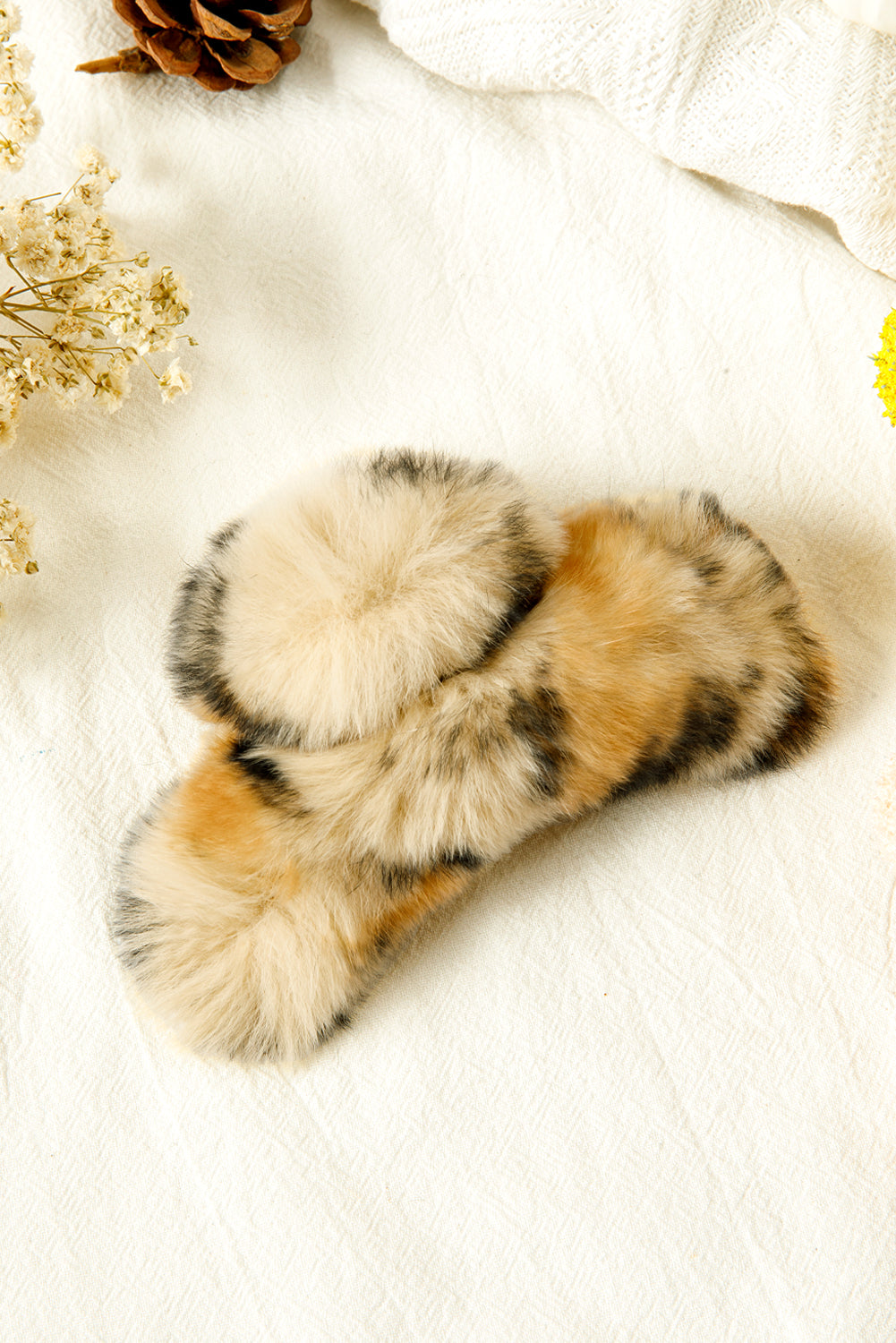 Thai Curry Leopard Fluffy Plush Hair Claw Clip