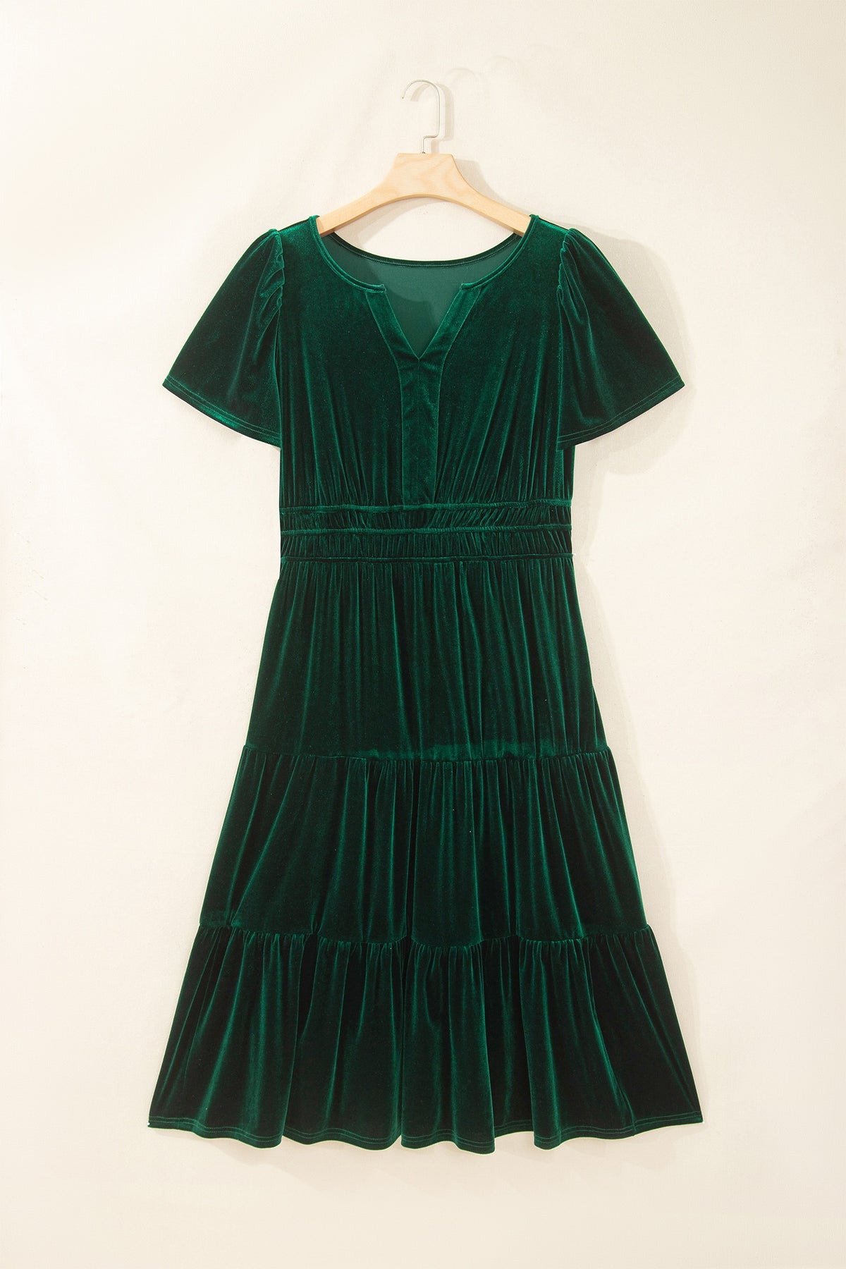 Velvet Shirred Dress