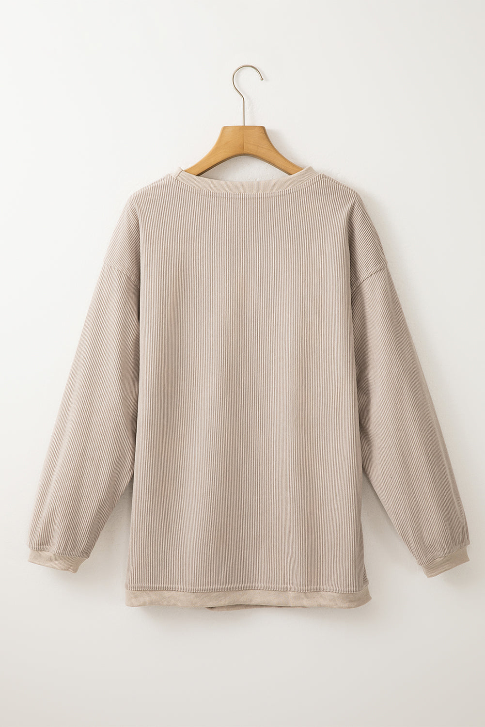 Dark Grey Drop Sleeve Rib Knit Oversized Sweatshirt