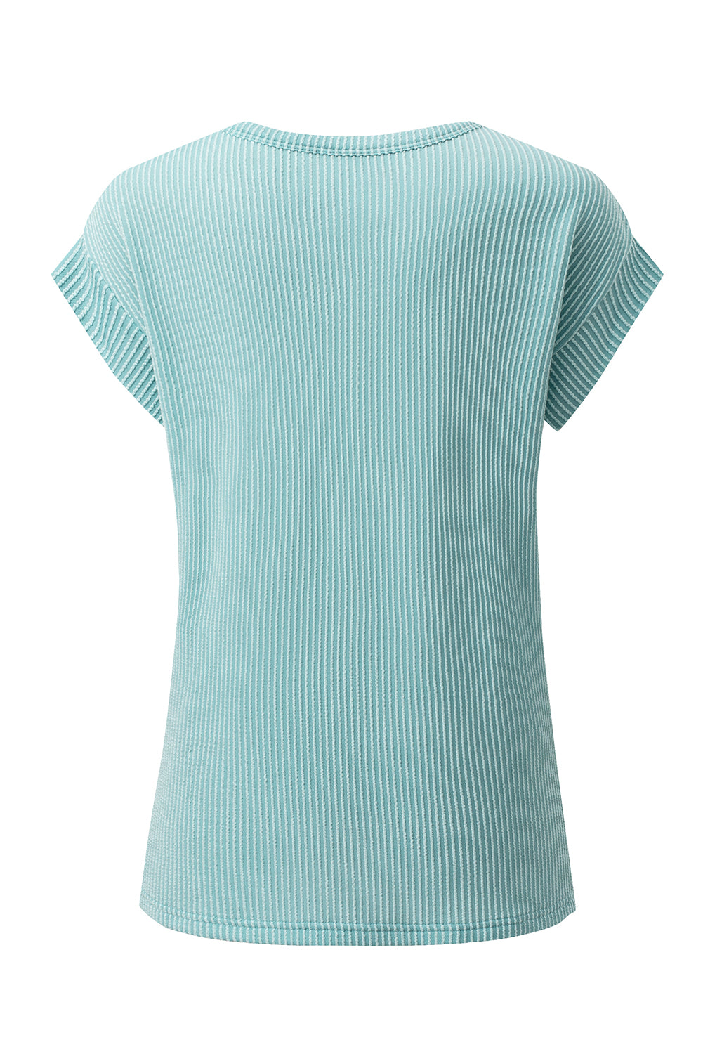 Gray Twisted Ribbed Textured Plain T Shirt