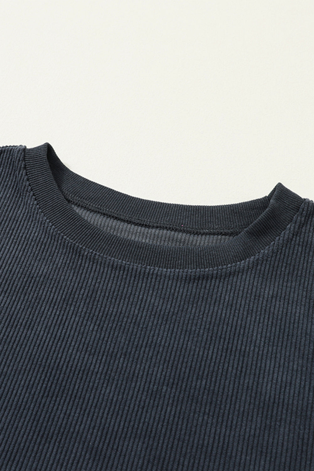 Dark Grey Drop Sleeve Rib Knit Oversized Sweatshirt