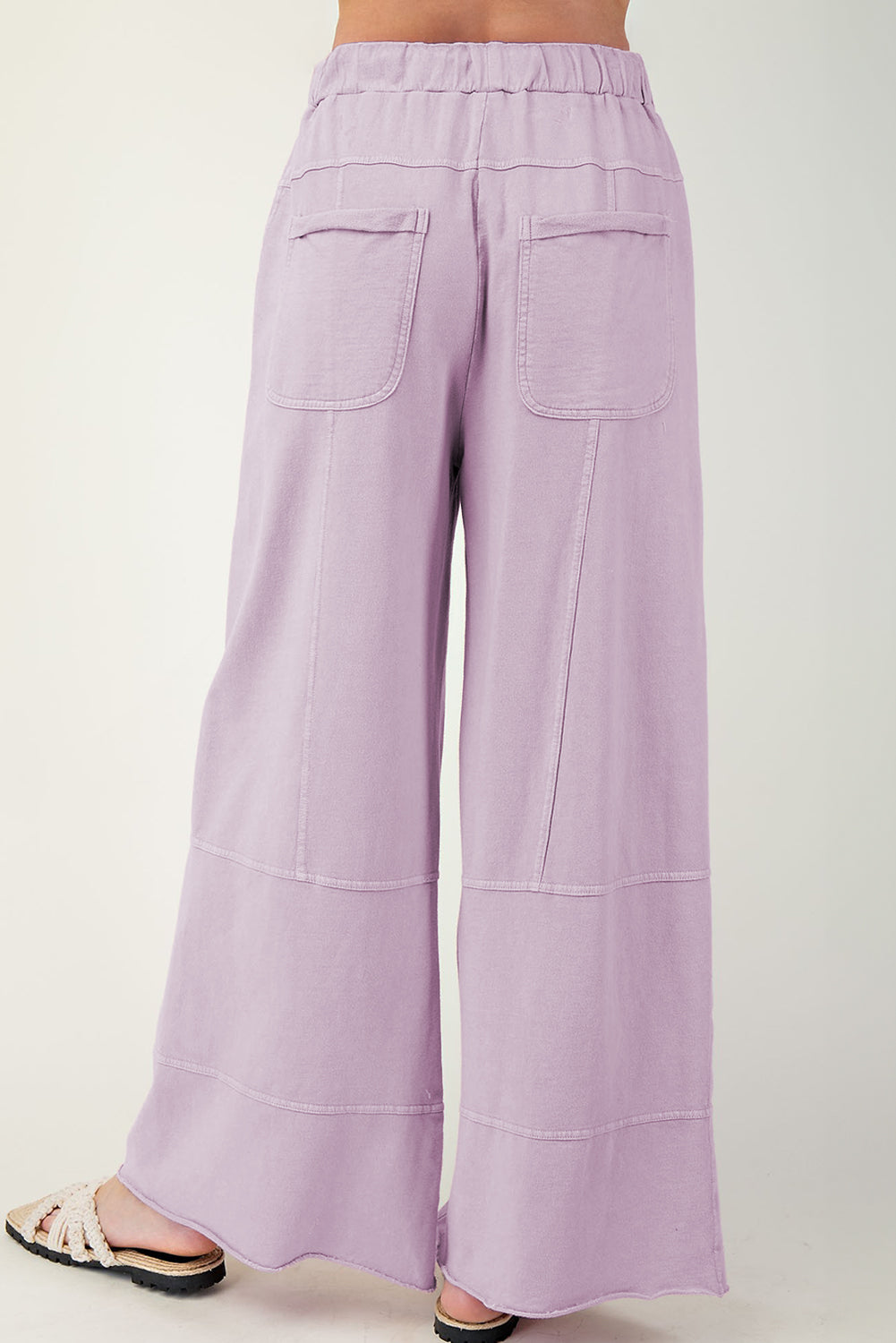 Mint Green Mineral Wash Exposed Seam Wide Leg Cargo Pants