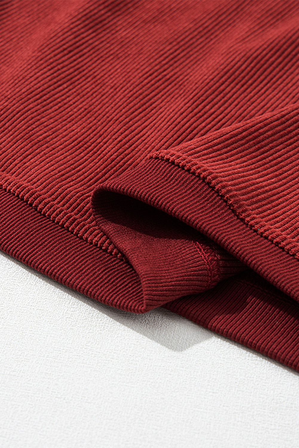 Dark Grey Drop Sleeve Rib Knit Oversized Sweatshirt