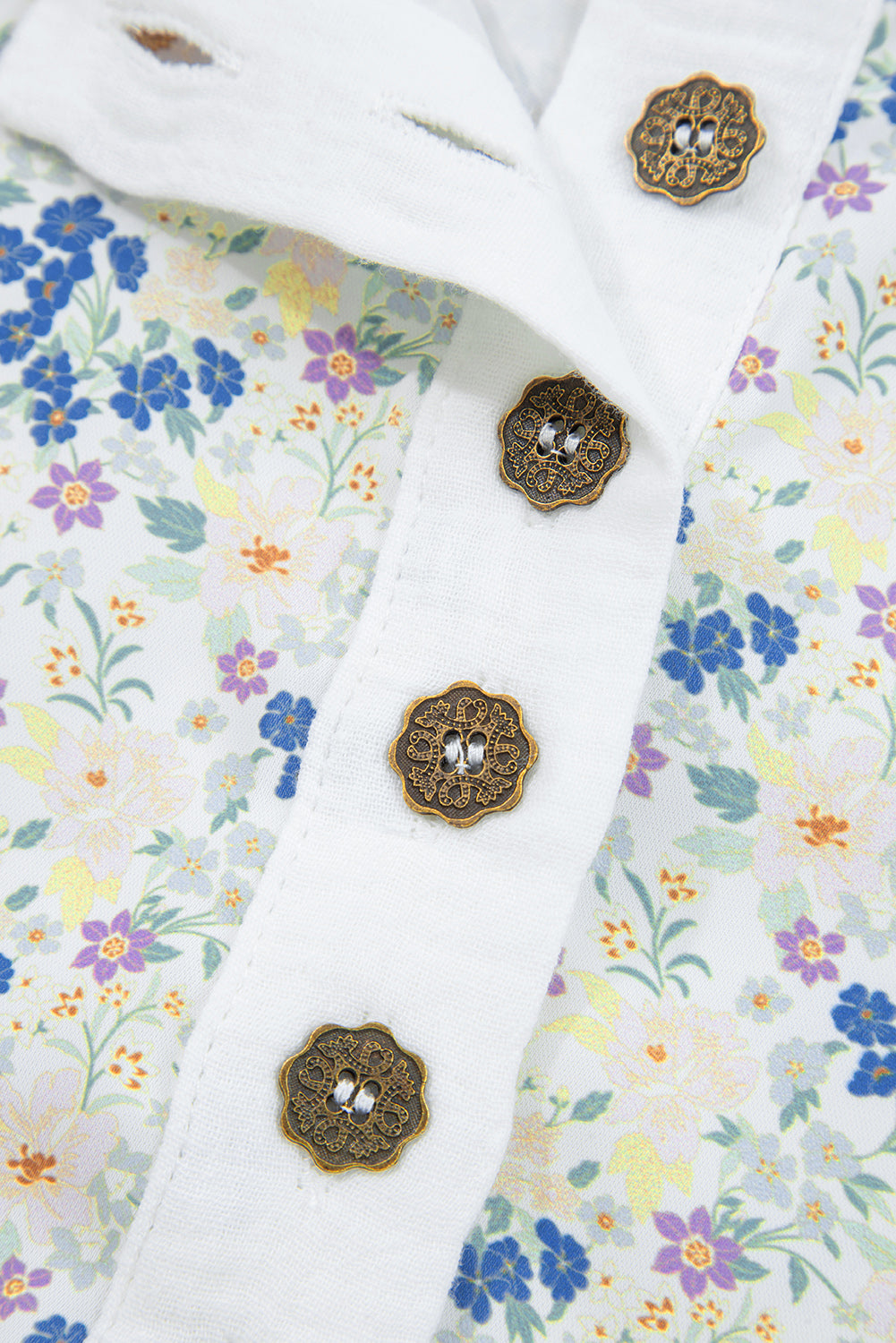 Red Floral Print Crinkle Patchwork Henley Blouse