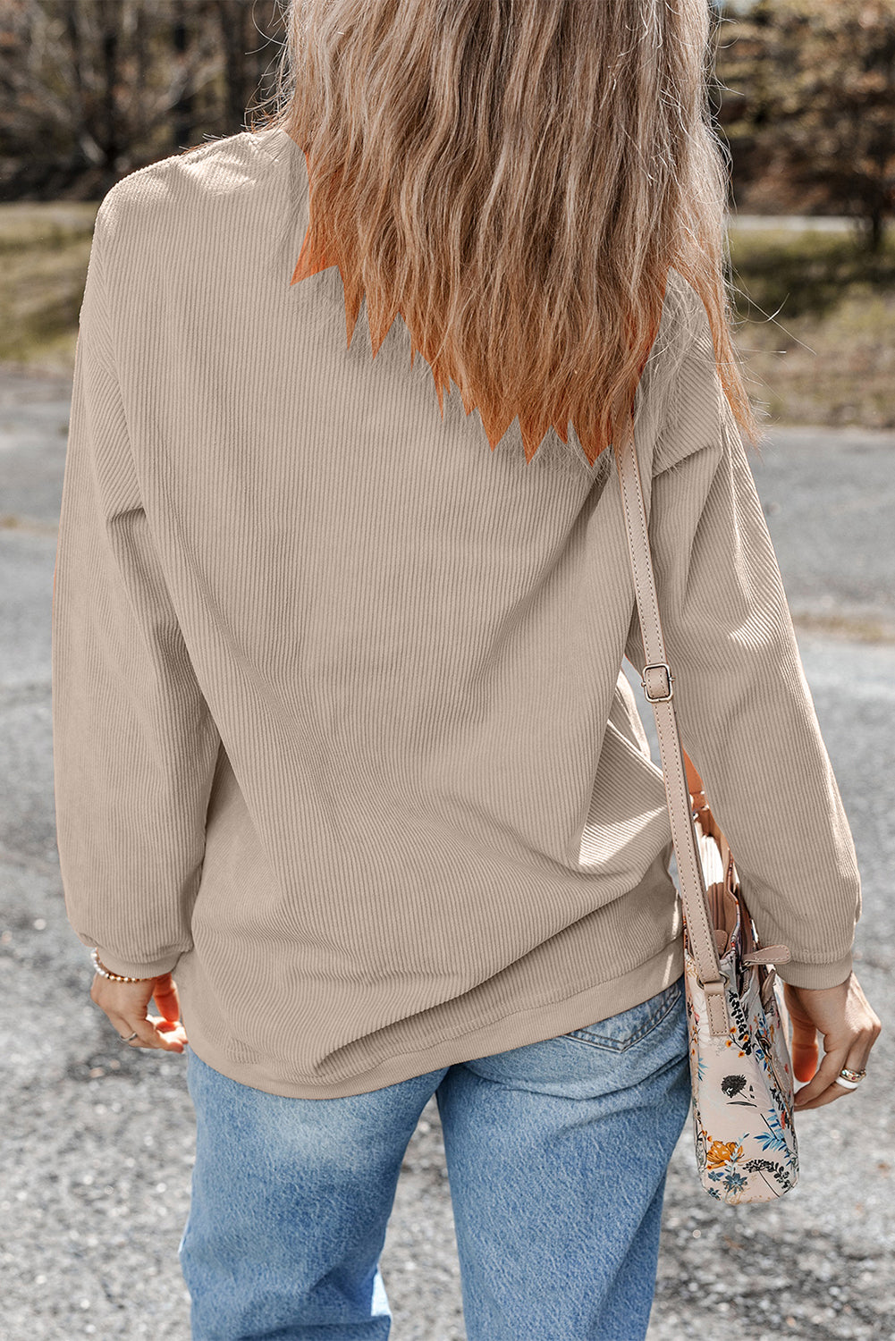 Dark Grey Drop Sleeve Rib Knit Oversized Sweatshirt