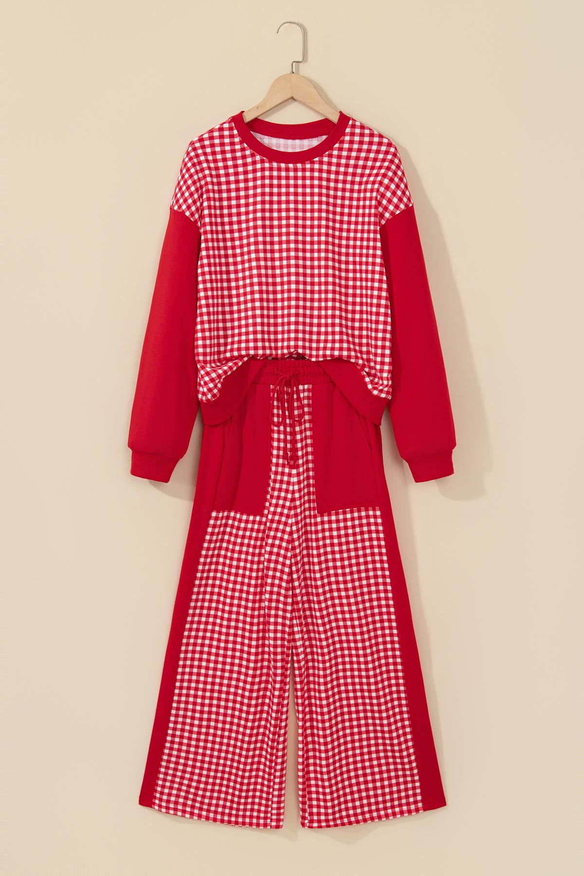 Pink Plaid Patchwork 2pc Set