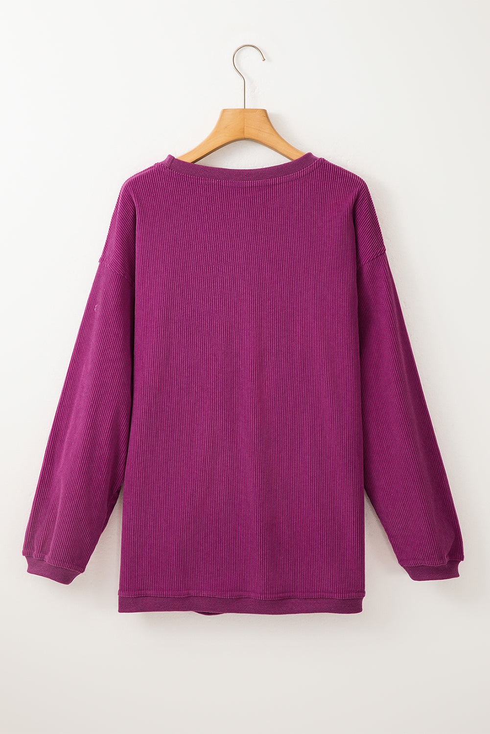 Dark Grey Drop Sleeve Rib Knit Oversized Sweatshirt