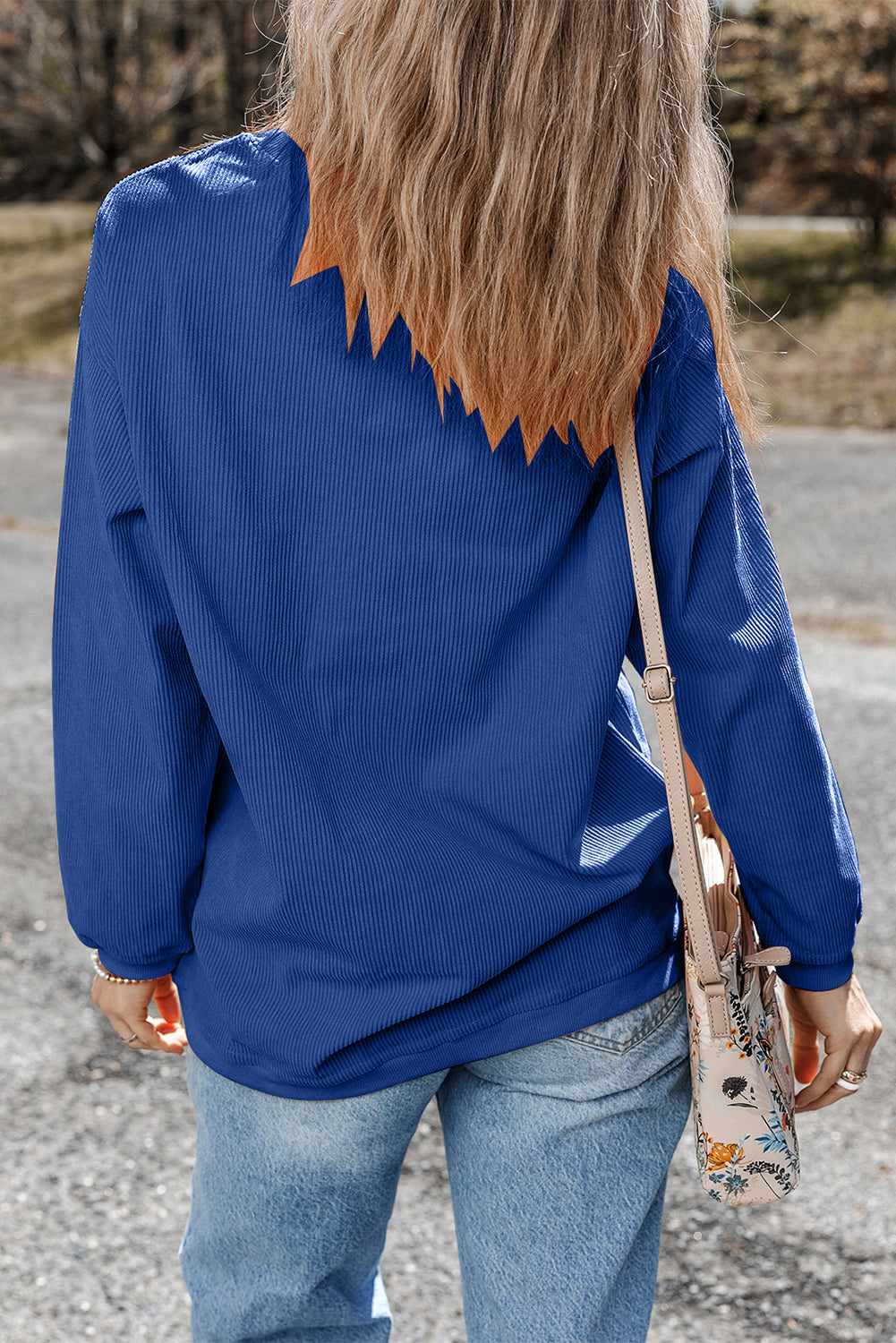 Dark Grey Drop Sleeve Rib Knit Oversized Sweatshirt