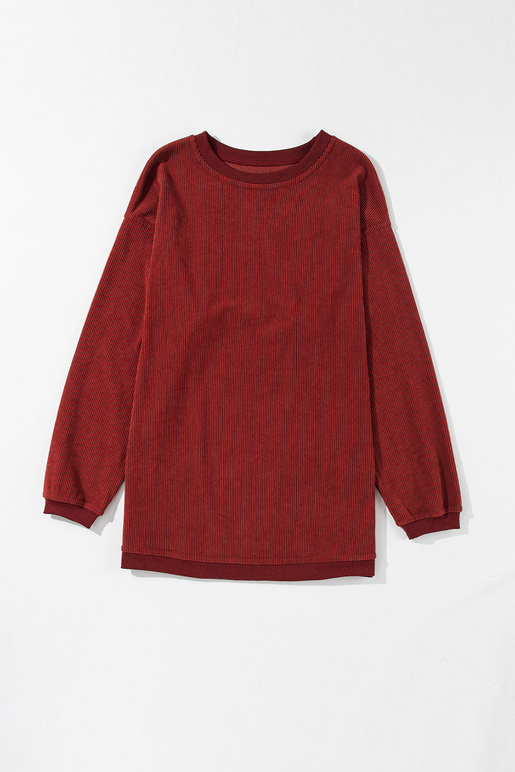 Dark Grey Drop Sleeve Rib Knit Oversized Sweatshirt
