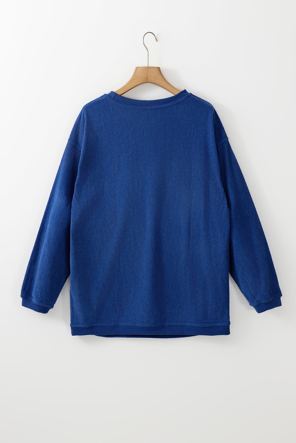 Dark Grey Drop Sleeve Rib Knit Oversized Sweatshirt