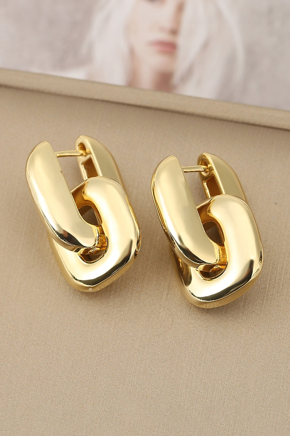 Gold Vintage Geometric Dangle Hoop Earrings