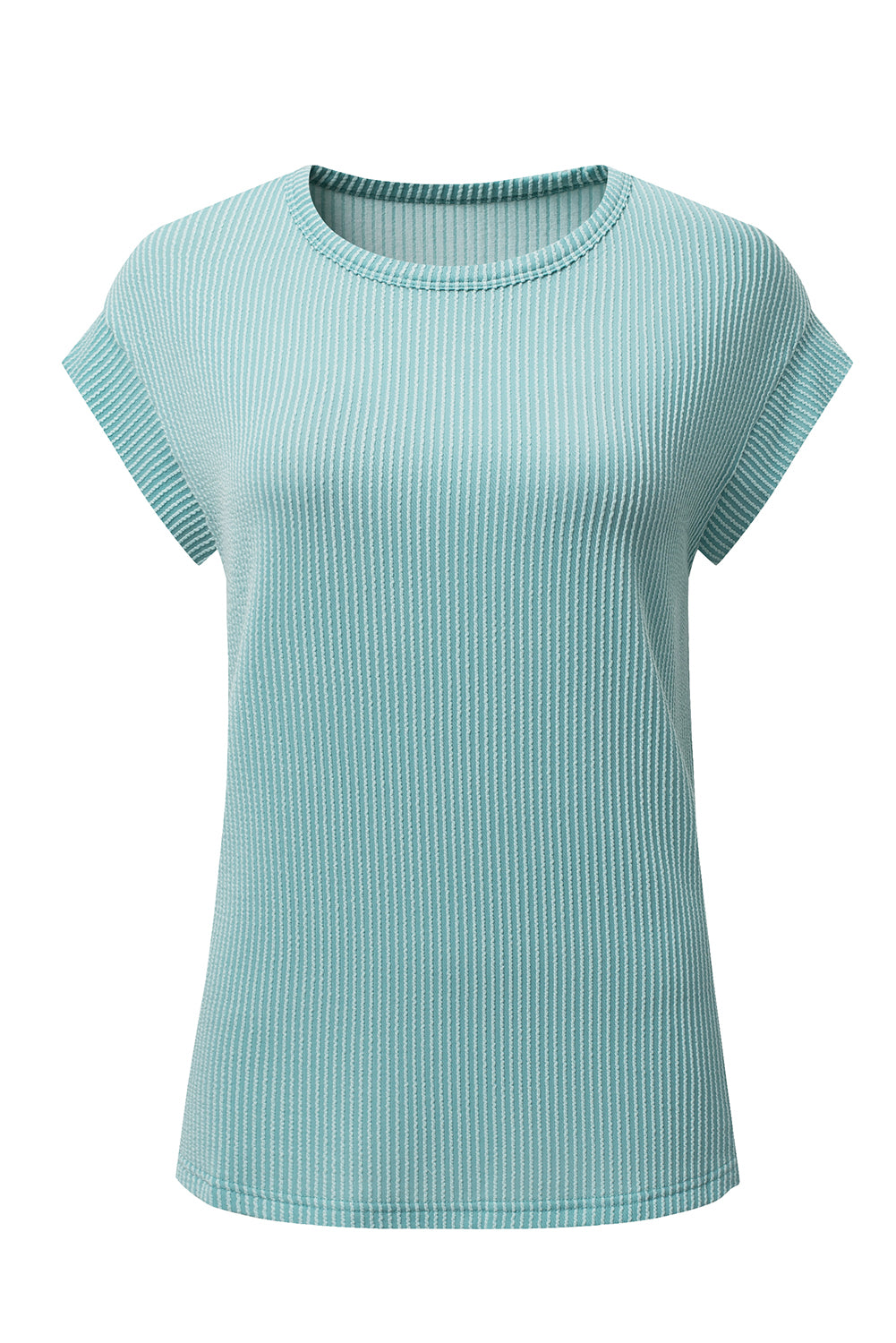 Gray Twisted Ribbed Textured Plain T Shirt