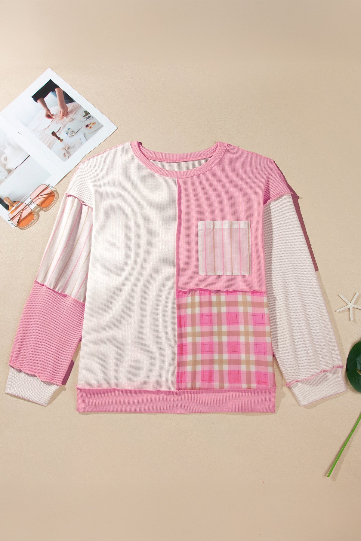 Pink Plaid Panel Plus Top