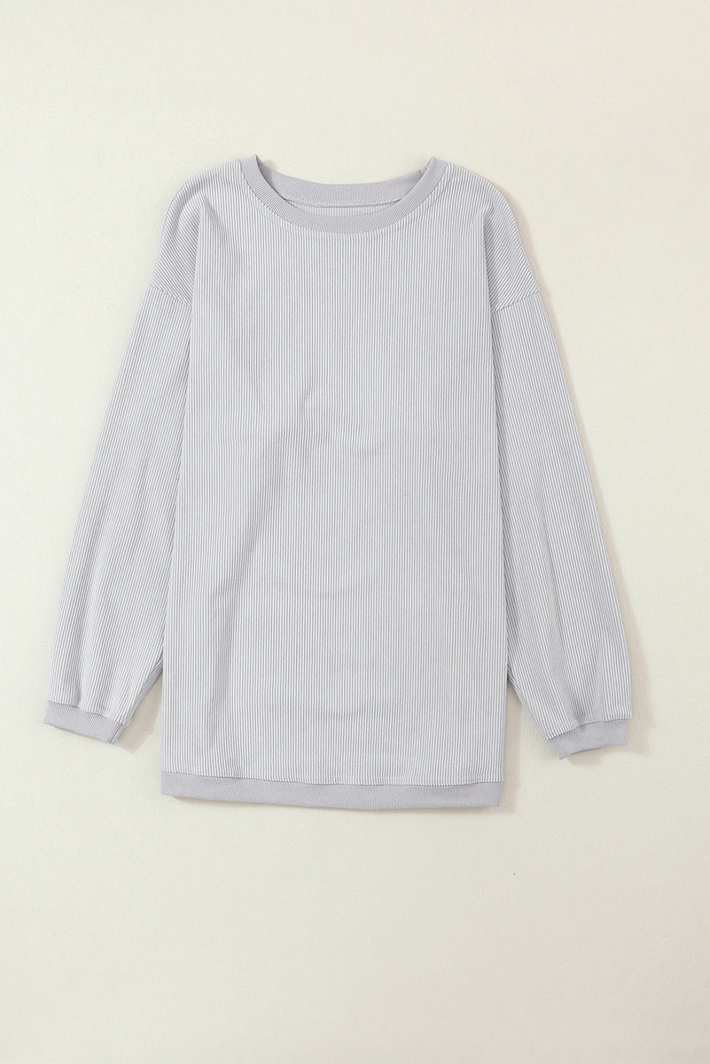 Dark Grey Drop Sleeve Rib Knit Oversized Sweatshirt