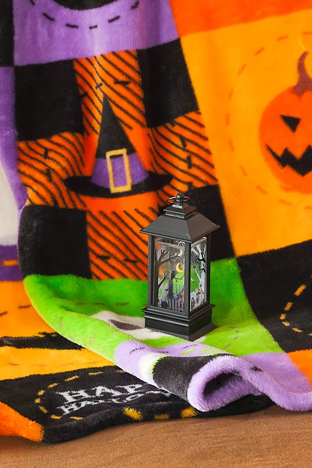 Purple Plaid Print Fleece Halloween Blanket