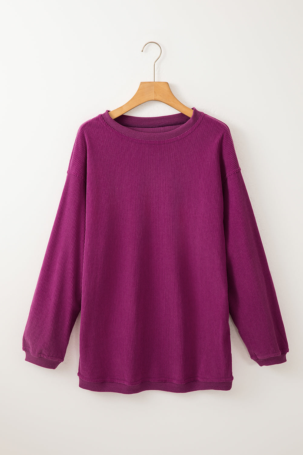 Dark Grey Drop Sleeve Rib Knit Oversized Sweatshirt