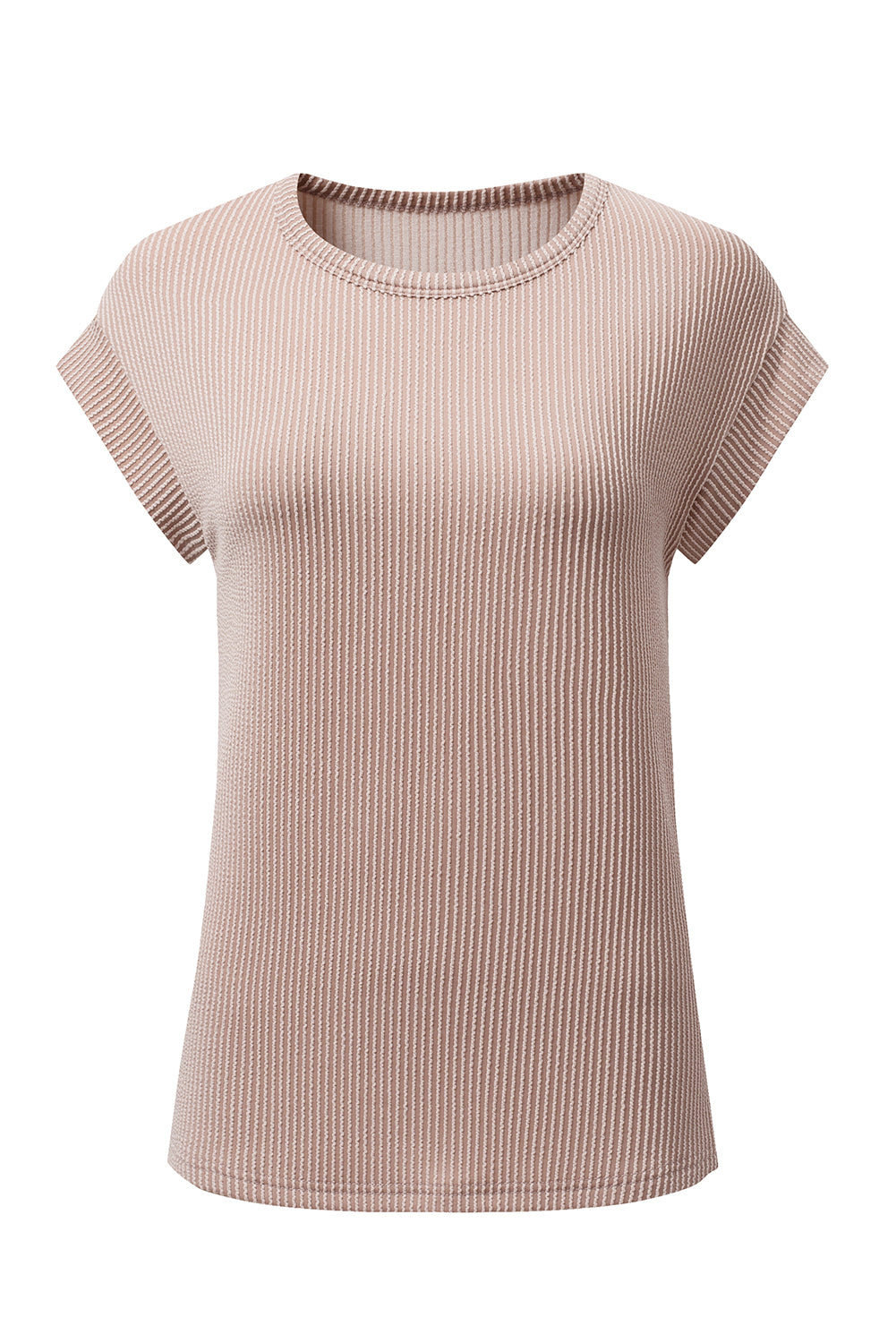 Gray Twisted Ribbed Textured Plain T Shirt