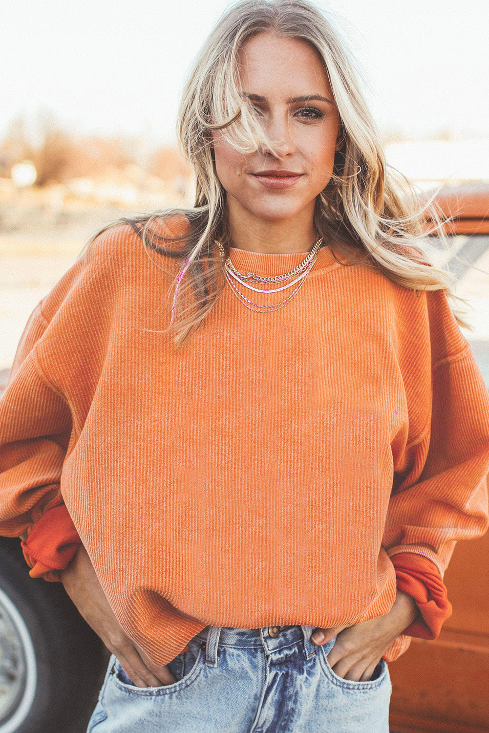 Dark Grey Drop Sleeve Rib Knit Oversized Sweatshirt