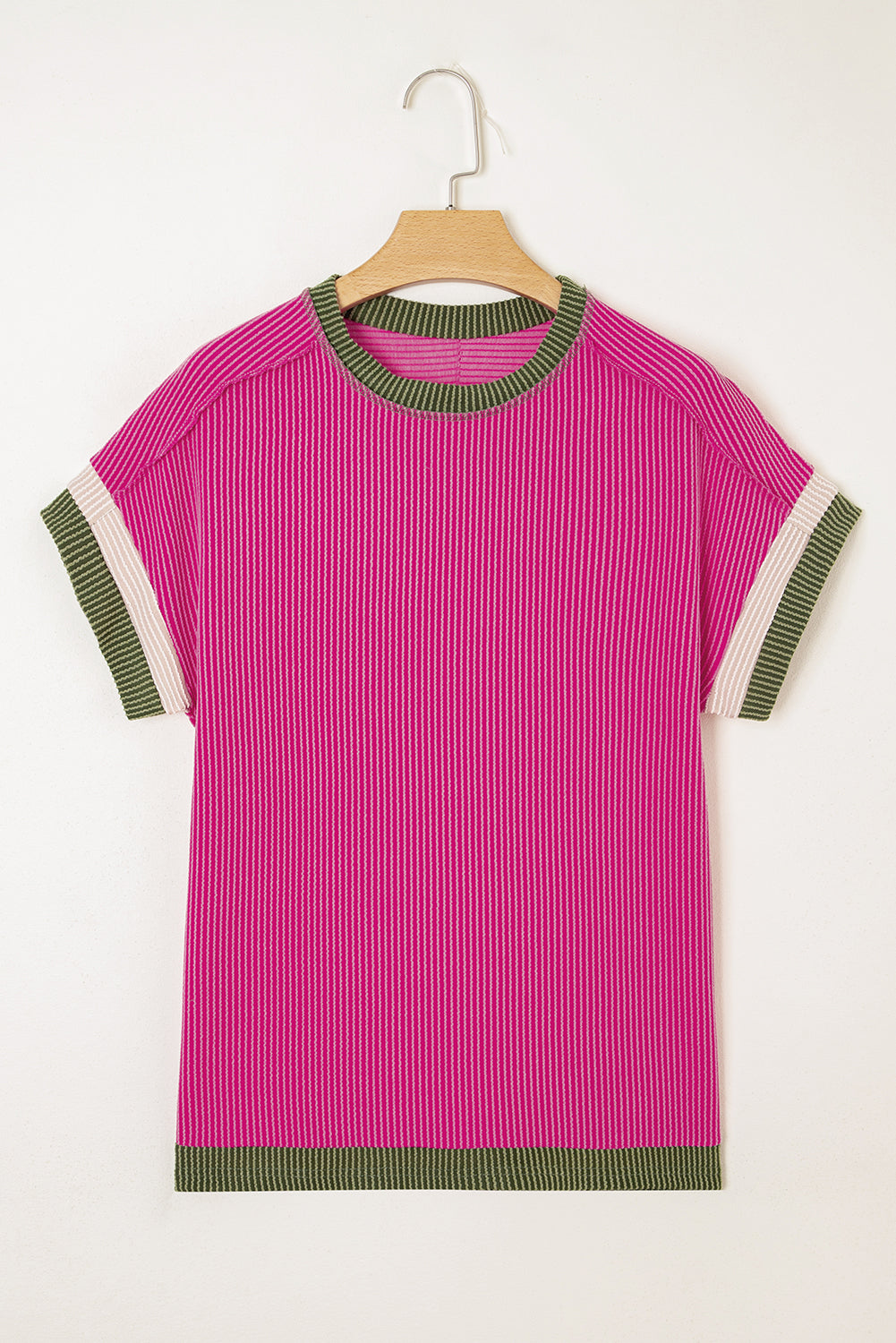 Sky Blue Textured Colorblock Round Neck T Shirt