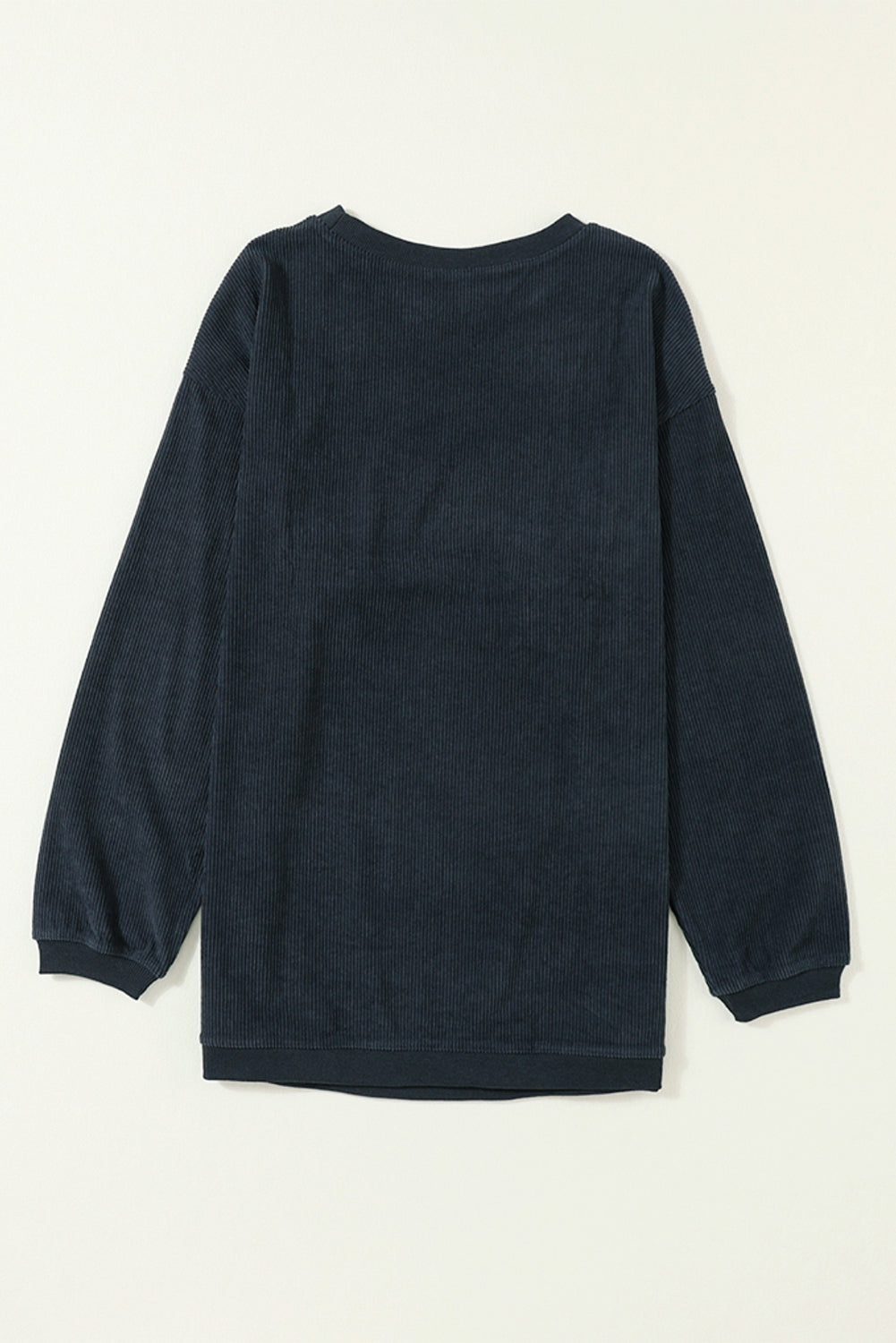 Dark Grey Drop Sleeve Rib Knit Oversized Sweatshirt