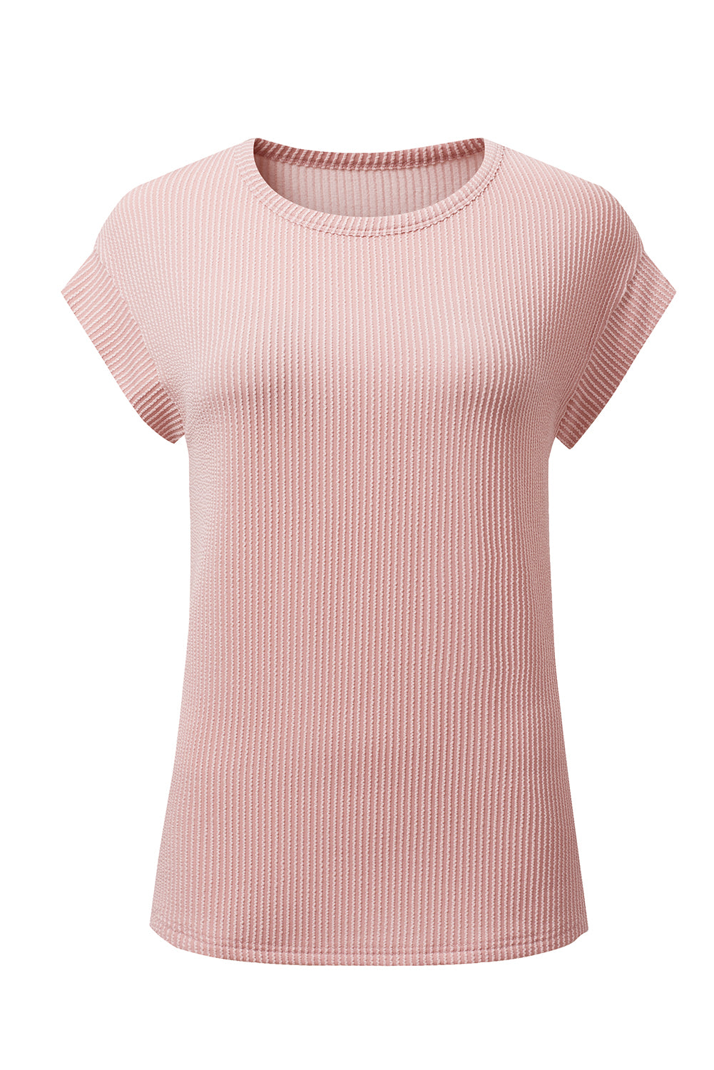 Gray Twisted Ribbed Textured Plain T Shirt