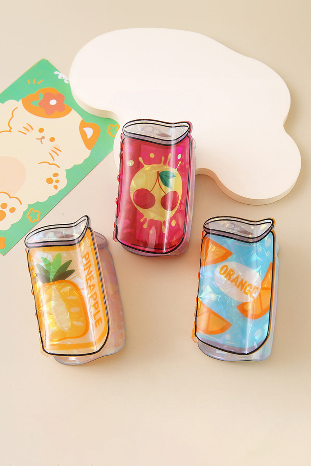 Yellow Pineapple Soda Can PVC Hair Claw Clip