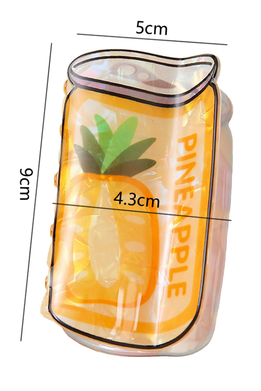 Yellow Pineapple Soda Can PVC Hair Claw Clip