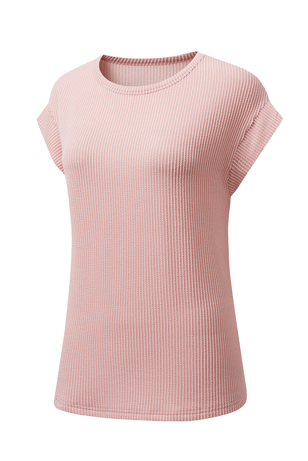 Gray Twisted Ribbed Textured Plain T Shirt