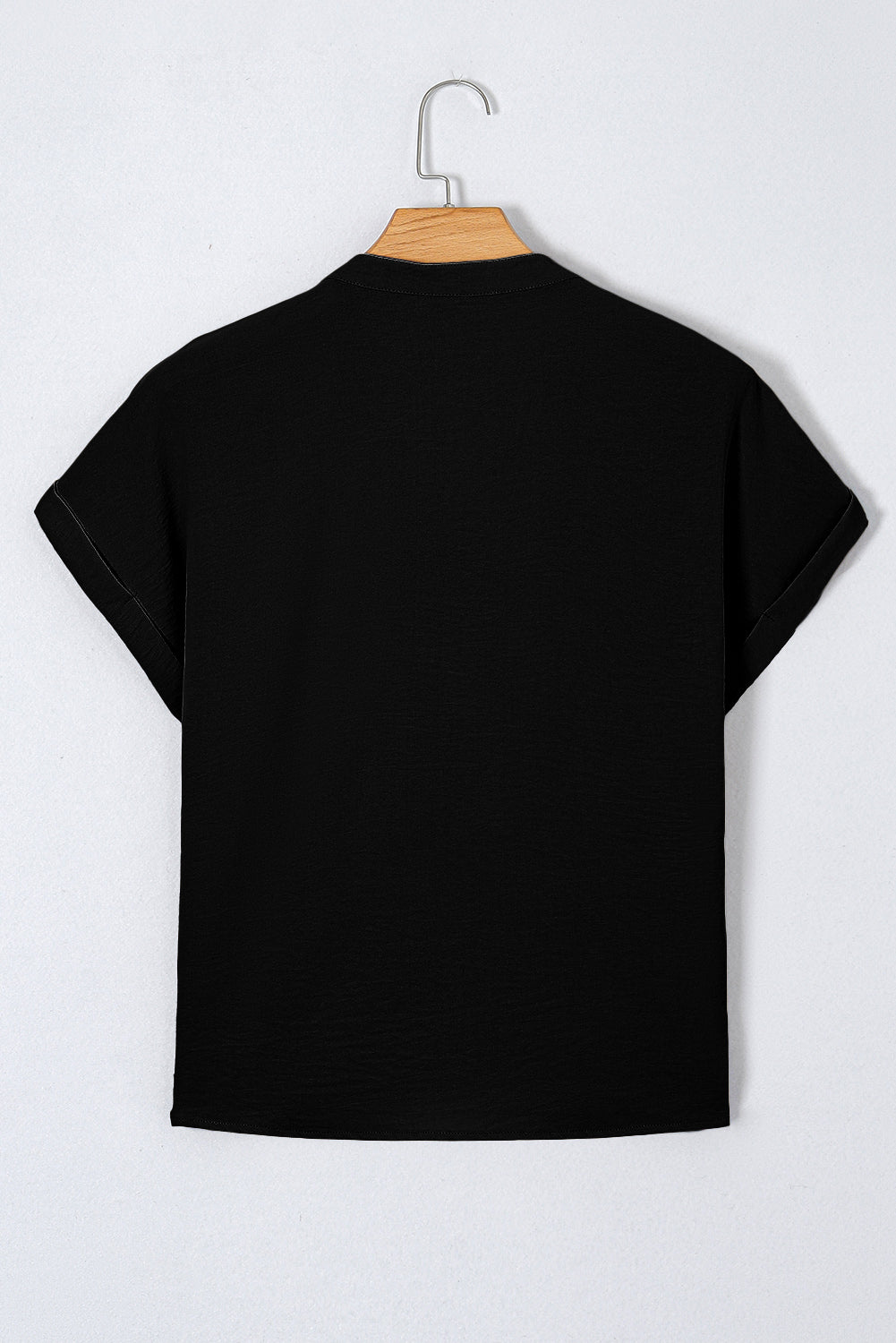 Rose Red Notched Neck Batwing Sleeve Blouse