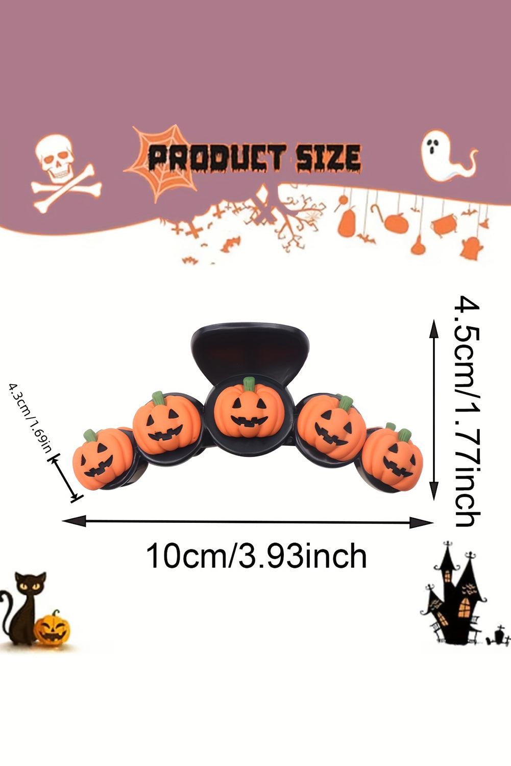 Russet Orange Halloween Pumpkin Hair Claw Clip